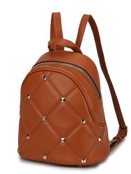 Hayden Quilted Vegan Leather With Studs Women’s Backpack - Brown