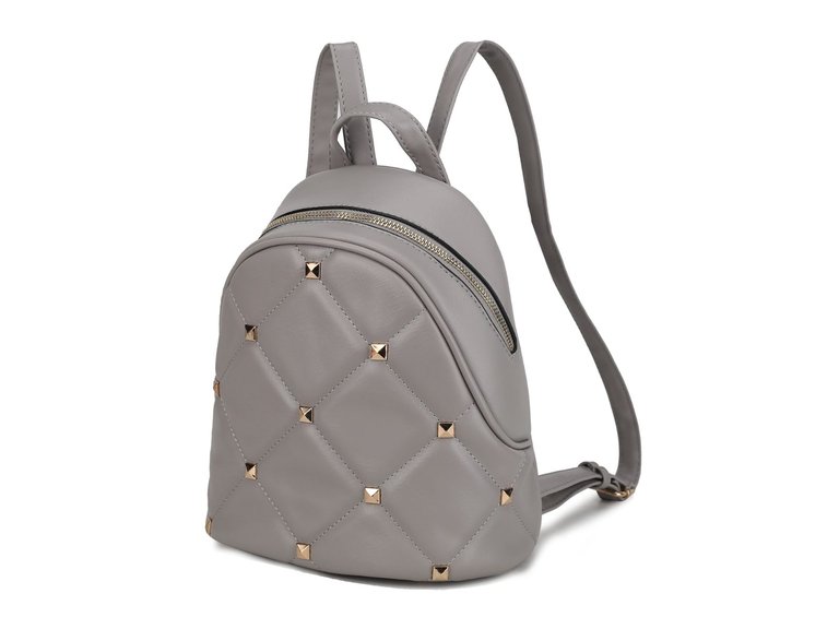 Hayden Quilted Vegan Leather With Studs Women’s Backpack - Grey