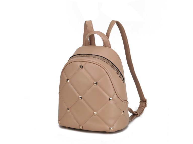 Hayden Quilted Vegan Leather With Studs Women’s Backpack - Khaki