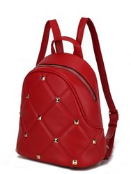 Hayden Quilted Vegan Leather With Studs Women’s Backpack - Red