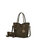 Imogene Two-Tone Whip Stitches Vegan Leather Women’s Shoulder Bag With Wallet- 2 Pieces - Olive