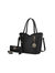 Imogene Two-Tone Whip Stitches Vegan Leather Women’s Shoulder Bag With Wallet- 2 Pieces - Black