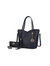 Imogene Two-Tone Whip Stitches Vegan Leather Women’s Shoulder Bag With Wallet- 2 Pieces - Navy