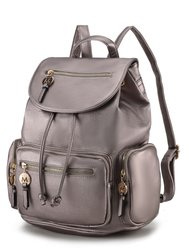 Ivanna Vegan Leather Women’s Oversize Backpack - Pewter