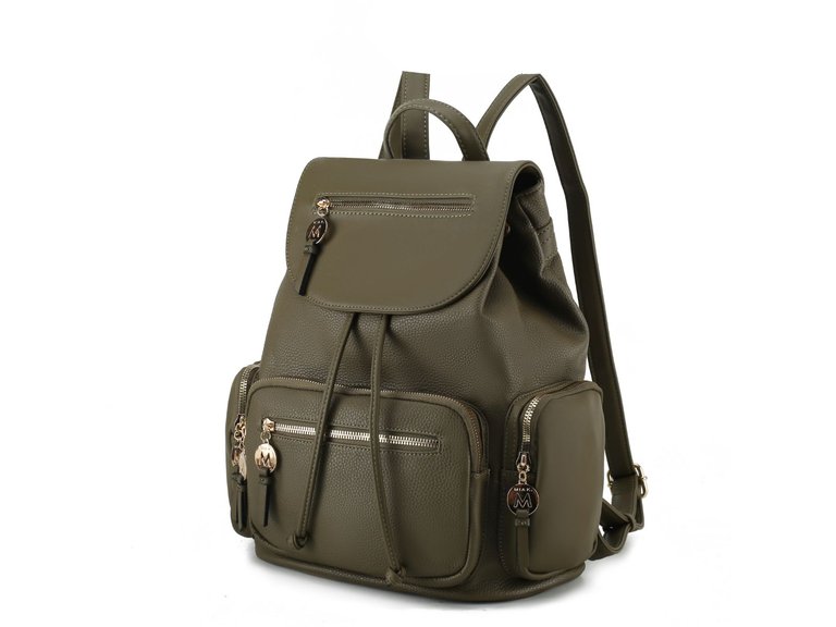 Ivanna Vegan Leather Women’s Oversize Backpack - Olive