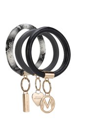 Jasmine Vegan Leather Women’s Wristlet Keychain Set - 3 Pieces - Charcoal Black