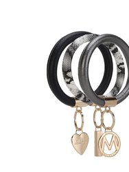 Jasmine Vegan Leather Women’s Wristlet Keychain Set - 3 Pieces - Black