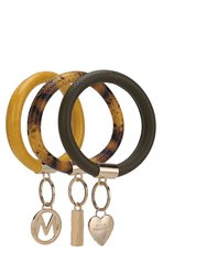 Jasmine Vegan Leather Women’s Wristlet Keychain Set - 3 Pieces - Olive