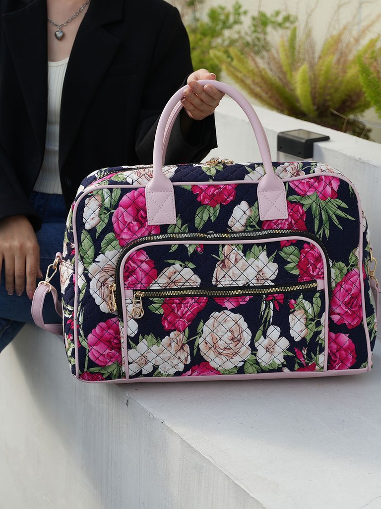Jayla Quilted Cotton Botanical Pattern Women’s Duffle Bag