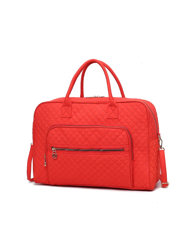 Jayla Solid Quilted Cotton Women’s Duffle Bag By Mia K - Orange