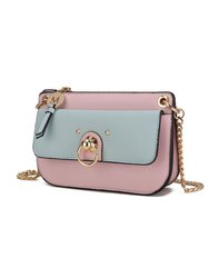 Jill Vegan Leather Women’s Color Block Crossbody Bag - Pink-Seafoam