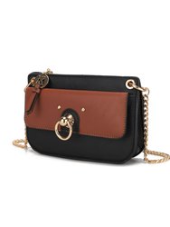 Jill Vegan Leather Women’s Color Block Crossbody Bag - Black-Brown