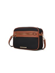 Jimena Vegan Leather Women’s Shoulder Bag - Black/Cognac