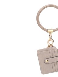 Jordyn Vegan Leather Bracelet Keychain With A Credit Card Holder - Taupe