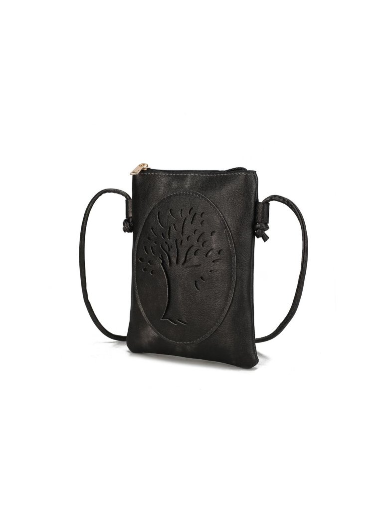 Joy Vegan Leather Crossbody Handbag - Black
