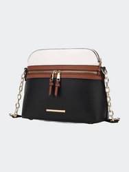 Karelyn Vegan Leather Crossbody Handbag - Black-Cognac