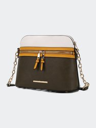 Karelyn Vegan Leather Crossbody Handbag - Olive-Yellow