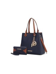 Kearny Vegan Leather Women’s Tote Bag with Wallet - Navy
