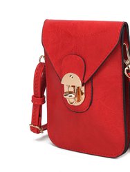 Kianna Vegan Leather Phone Crossbody Bag - Coral
