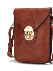Kianna Vegan Leather Phone Crossbody Bag - Cognac