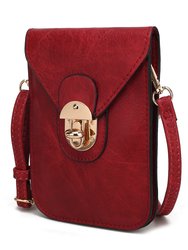 Kianna Vegan Leather Phone Crossbody Bag - Red