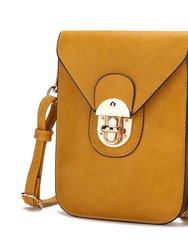 Kianna Vegan Leather Phone Crossbody Bag - Mustard