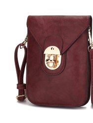 Kianna Vegan Leather Phone Crossbody Bag - Burgundy
