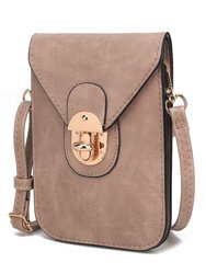 Kianna Vegan Leather Phone Crossbody Bag - Taupe