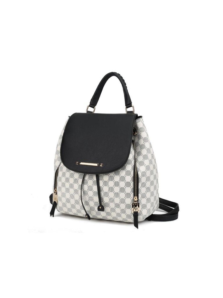 Kimberly Backpack Circular Print Tote Bag - Black