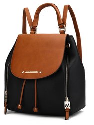 Kimberly Vegan Leather Backpack For Women's - Black Cognac