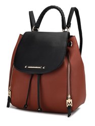 Kimberly Vegan Leather Backpack For Women's - Cognac Black