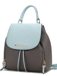Kimberly Vegan Leather Backpack For Women's - Charcoal Light Blue