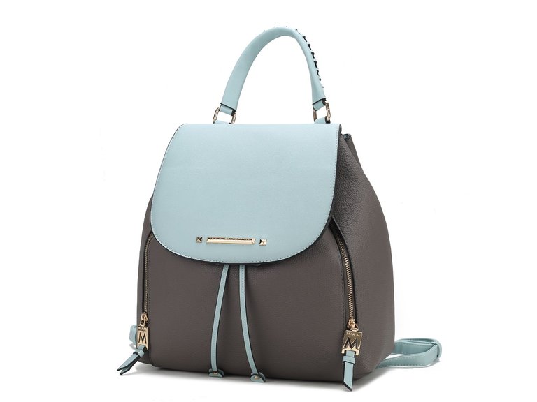 Kimberly Vegan Leather Backpack For Women's - Charcoal Light Blue