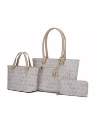 Lady II M Signature Tote & Wallet Set - White