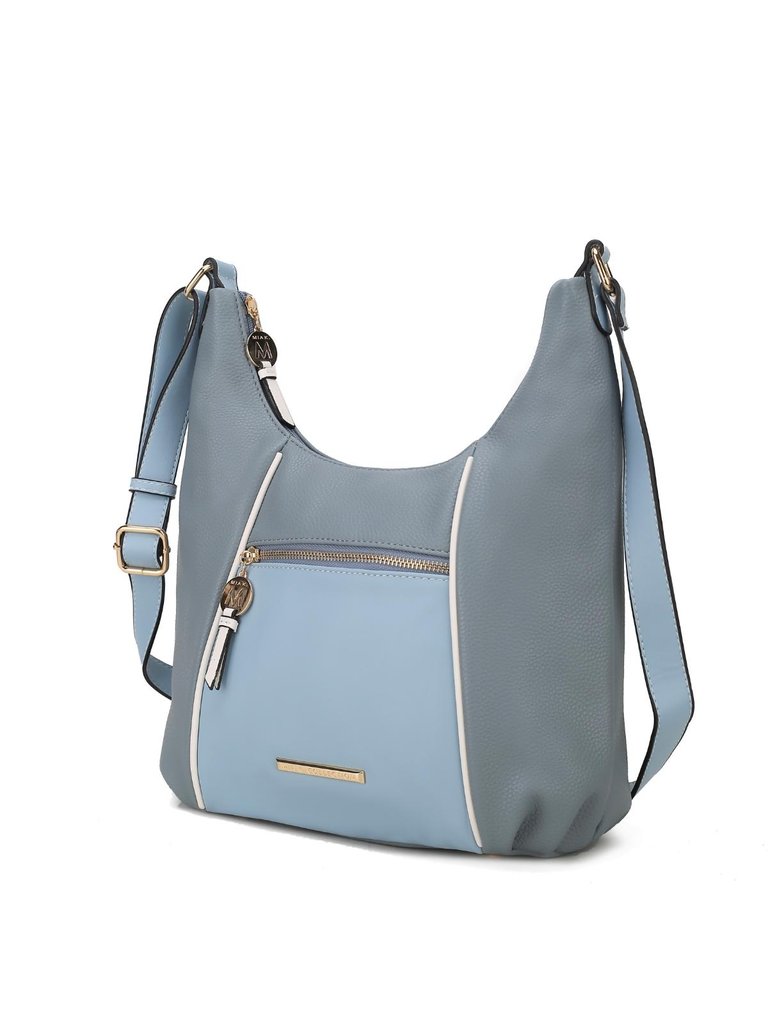 Lavinia Color-Block Vegan Leather Women’s Shoulder Bag - Baby Blue