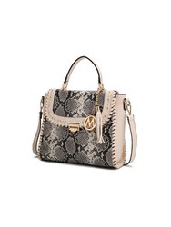 Lilli Vegan Leather Satchel Handbag - Beige