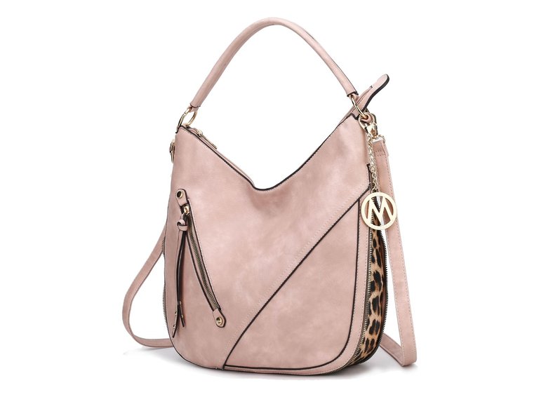 Lisanna Vegan Leather Hobo Handbag - Dusty Pink