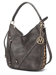 Lisanna Vegan Leather Hobo Handbag - Charcoal
