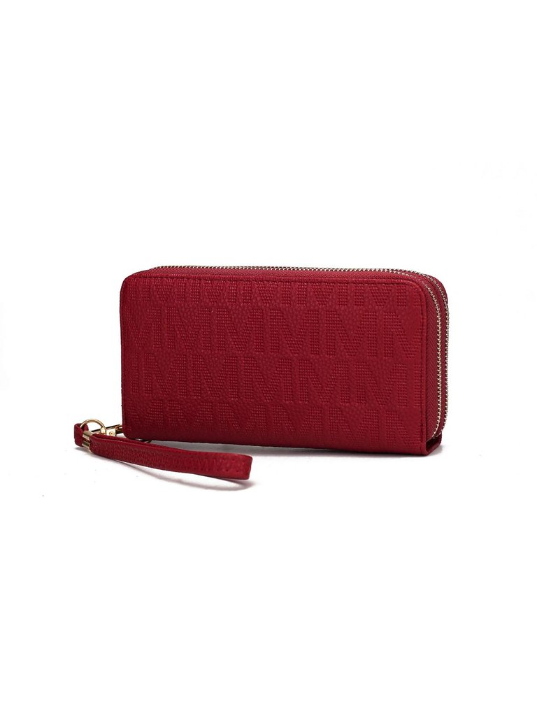 Lisbette Embossed M Signature Wallet - Red