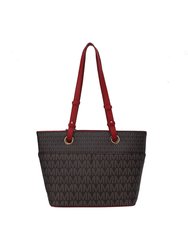 Lori M logo Printed Vegan Leather Women’s Tote