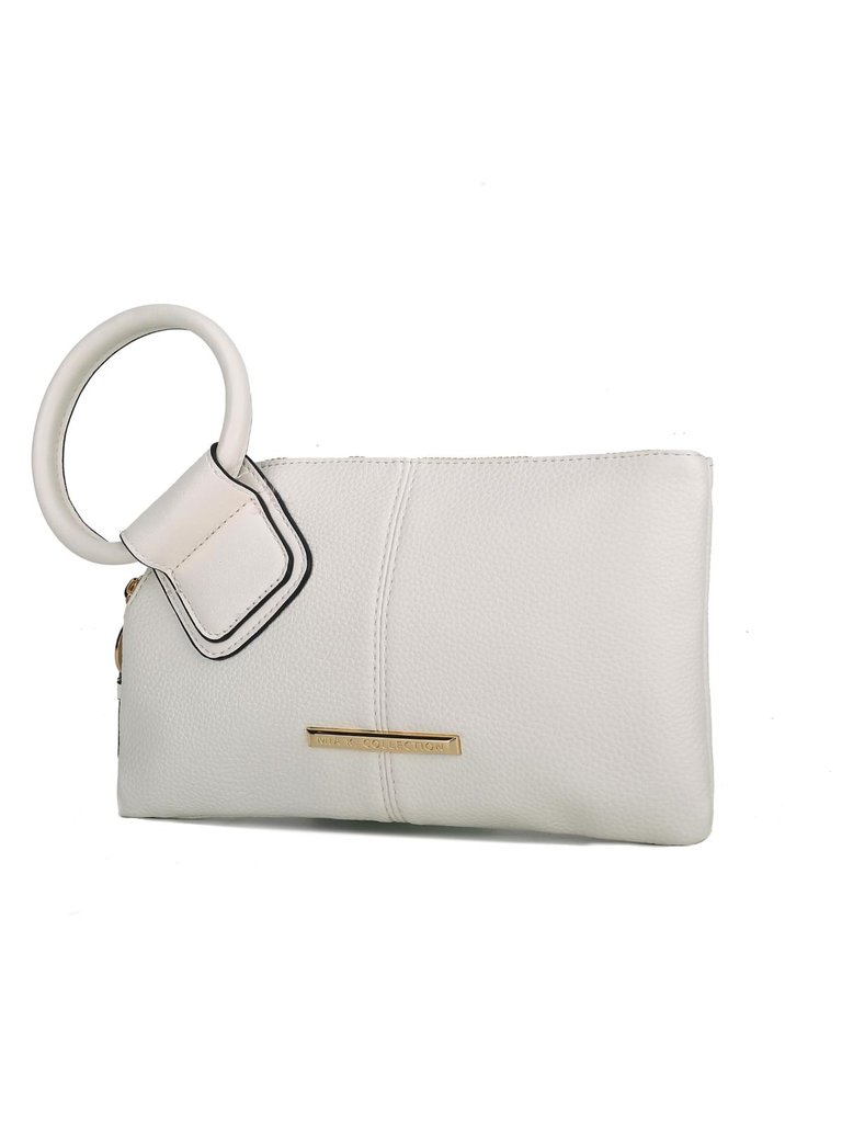 Luna Vegan Leather Clutch/Wristlet For Women's - White