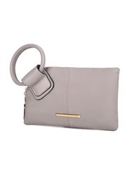 Luna Vegan Leather Clutch/Wristlet For Women's - Light Grey