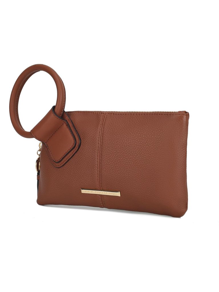 Luna Vegan Leather Clutch/Wristlet For Women's - Cognac