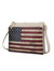 Madeline Printed Flag Vegan Leather Women’s Crossbody Bag - Beige