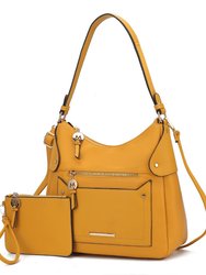Maeve Vegan Leather Women’s Shoulder Bag with Wristlet Pouch - Yellow