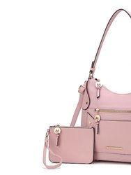 Maeve Vegan Leather Women’s Shoulder Bag with Wristlet Pouch - Pink