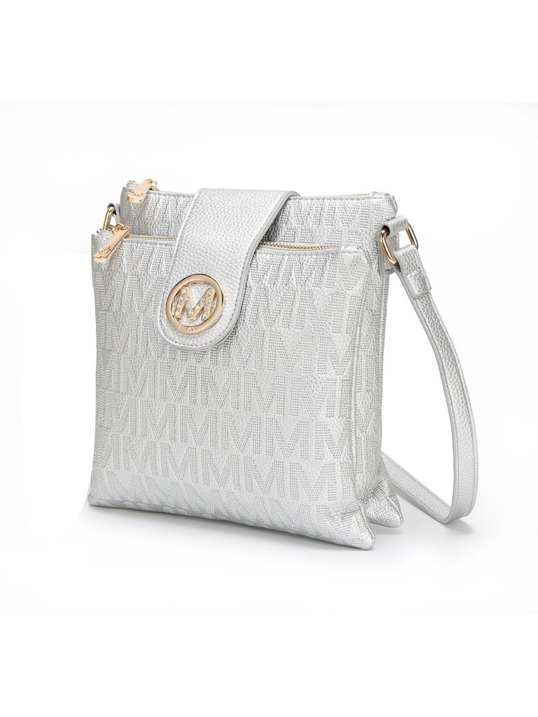 Marietta M Signature Crossbody Bag - Silver