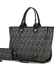 Marlene Vegan Leather Women’s Tote Bag with Wallet - Black