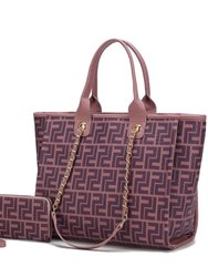 Marlene Vegan Leather Women’s Tote Bag with Wallet - Purple