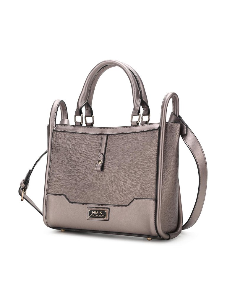 Melody Vegan Leather Tote Handbag For Women's - Pewter